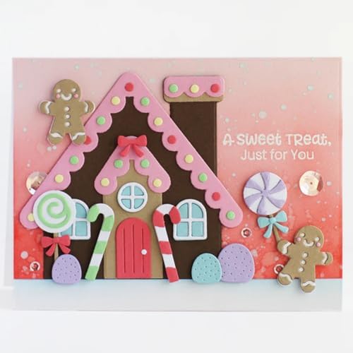 Scrapbooking Die-Cuts, Christmas Metal Cutting Dies for Card Making, Paper Craft Punch Template, Background Embossing Stencils, DIY Album Décor(Christmas Candy House-12.3x14.1cm) by FAWENUCY