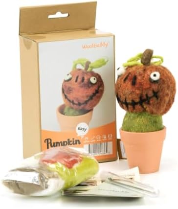 Woolbuddy Needle Felting Starter Kit (Pumpkin) for Adults with Tool & Guide by Woolbuddy