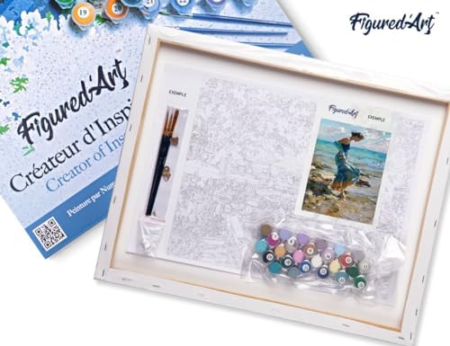 Figured'Art Paint by Numbers for Adults with Frame Feet in Water During Summer 16"x20" - Craft Art Painting DIY Kit Canvas Already Stretched on a Wooden Frame - Image 5
