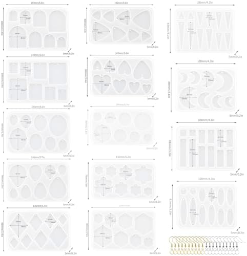 KABAKE Earring Molds Silicone Kit, 174Pcs Resin Jewelry Making Kit Set, Jewelry Casting Mold for Epoxy Resin, Stud Dangle Drop Earrings Molds with Hole - Image 2