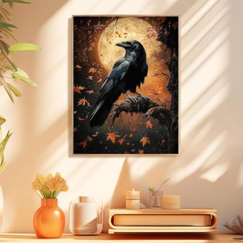 Fall Crow Paint by Numbers Kit for Adults Framed Canvas, Frameworkless - Image 4