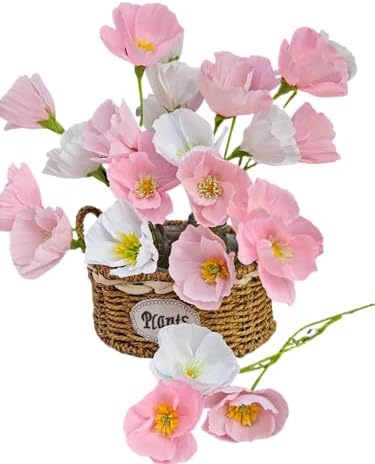 Mybbshower Crepe Paper Flower DIY Making Kit, Icelandic Poppy, Assorted Colors Blush Pink Cream 24 Count - Image 3