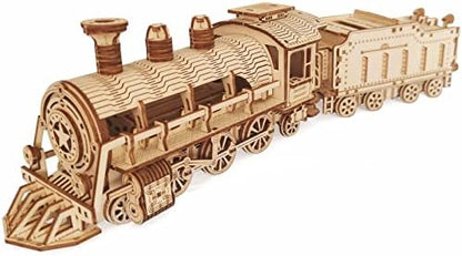 3D Wooden Steam Train Puzzle, DIY Assembly Train Model Kits, Wood Crafts STEM Brain Teaser Puzzle, Steam Train Christmas Birthday Gifts for Adults & Teens by i-CHONY
