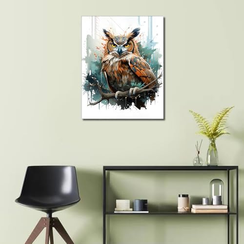 TUMOVO Framed Paint by Numbers for Adults Owl, Animal Paint by Numbers Kit for Adults Beginner, Acrylic Paint by Numbers Kits on Canvas, DIY Oil Hand Painting Drawing for Home Decor 16"x20" - Image 2