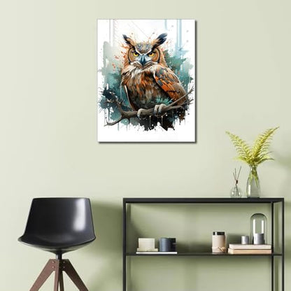 TUMOVO Framed Paint by Numbers for Adults Owl, Animal Paint by Numbers Kit for Adults Beginner, Acrylic Paint by Numbers Kits on Canvas, DIY Oil Hand Painting Drawing for Home Decor 16"x20" - Image 2