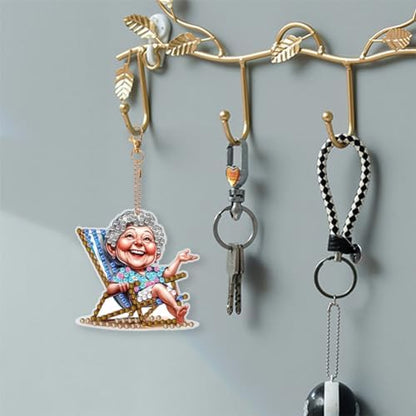 HuamuTech 5 Pcs/6 Pcs/8 Pcs Full Drill Keyring Special Shape Double Sided Diamond Art Keychain for Beginners Birthday Craftin - Image 6