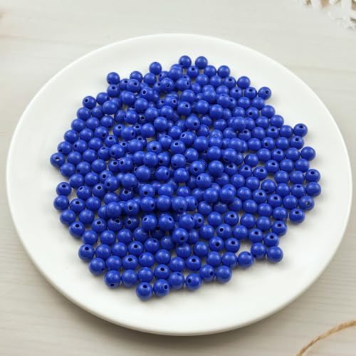 300pcs Acrylic Round Beads for Crafts 8mm Resin Candy Color Spacer Beads with Hole for Jewelry Making Sewing Crafts Decoration Necklaces Bracelets Earrings Supplies(Light Sapphire Blue) - Image 2