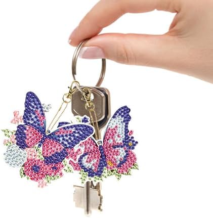 LazyFold 6Pcs Diamond Art Keychain Ornaments Kits for Adults,DIY Animals Butterfly Diamond Painting Keychain,Key Ring Art Pendant Tree Decor Gift（Single-Sided） - Image 3