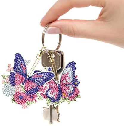 LazyFold 6Pcs Diamond Art Keychain Ornaments Kits for Adults,DIY Animals Butterfly Diamond Painting Keychain,Key Ring Art Pendant Tree Decor Gift（Single-Sided） - Image 3