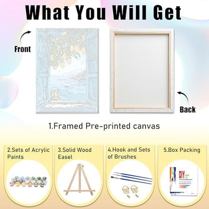 Ausanrl Lemon Framed Paint by Numbers Kit for Adults Wooden Easel 12x16inch - Image 6