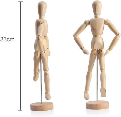 HSOMiD 12'' Artists Wooden Manikin Jointed Mannequin Perfect for Home Decoration / Drawing The Human Figure (A)