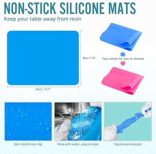 SWIGRANCE Epoxy Resin Mixing Tools Kit 36Pcs, Reusable Soft Silicone Tools, Includes A3 Non-Stick Silicone Mat, Measuring Cups, Dropper Pipettes, Stir Sticks, Brushes, Resin Casting DIY Jewelry Making - Image 4