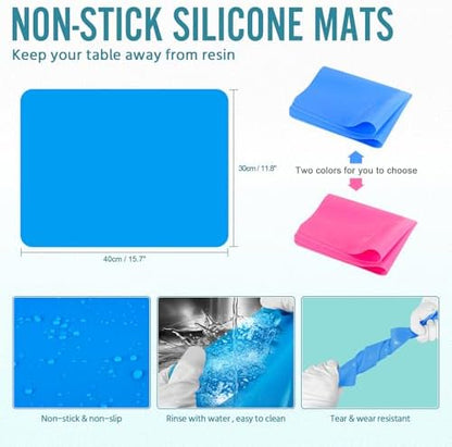 SWIGRANCE Epoxy Resin Mixing Tools Kit 36Pcs, Reusable Soft Silicone Tools, Includes A3 Non-Stick Silicone Mat, Measuring Cups, Dropper Pipettes, Stir Sticks, Brushes, Resin Casting DIY Jewelry Making - Image 4