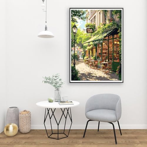 Mrnsiet Paint by Numbers Kit for Adults, Easy Street Cafe Adult Paint by Number Kits on Canvas, Spring Scene DIY Acrylic Oil Number Painting Kits for Home Wall Decor Gift 16x20 Inch - Image 6