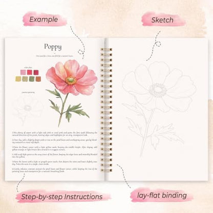 SKYDUE Watercolor Workbook for Beginners with 24 Paint Colors - Image 3