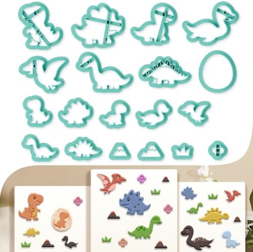 beinkmake 19Pcs Jurassic Dinosaur Polymer Clay Cutters Clay Earrings Cutter by beinkmake