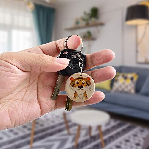 Luckforest 25Pcs Natural Wood Slices, 1.38inch Unfinished Wood Sign, Unfinished Log Discs Wood Keychain Blanks with 25Pcs Key Rings for DIY Crafts Christmas Decorations Ornaments - Image 2
