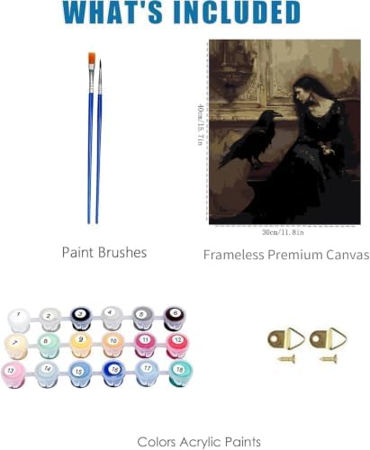 Gothic Crows Paint by Numbers Kit for Adults Framed Canvas, Frameworkless - Image 3