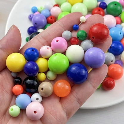60pcs Acrylic Round Beads for Crafts 14mm Resin Candy Color Spacer Beads with Hole for Jewelry Making Sewing Crafts Decoration Necklaces Bracelets Earrings Supplies(Blue) - Image 4