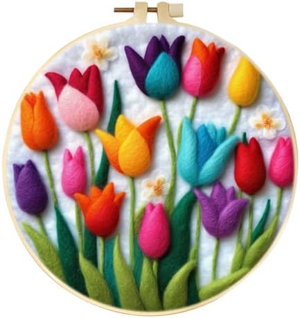 CaptainCrafts Needle Felting Kit for Adults Tulips Pattern DIY Home Decor by CaptainCrafts
