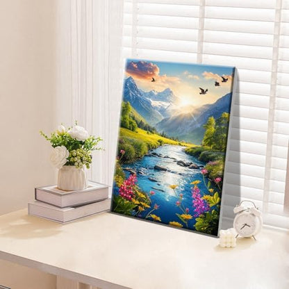 ATDMS Paint by Numbers Kit for Adults with Frame Landscape Paint by Number with Easel Mountain Easy Adult Paint by Number Kits Sunset Paint by Numbers Kit on Canvas for Gift Home Wall Decor 8x12 Inch - Image 4