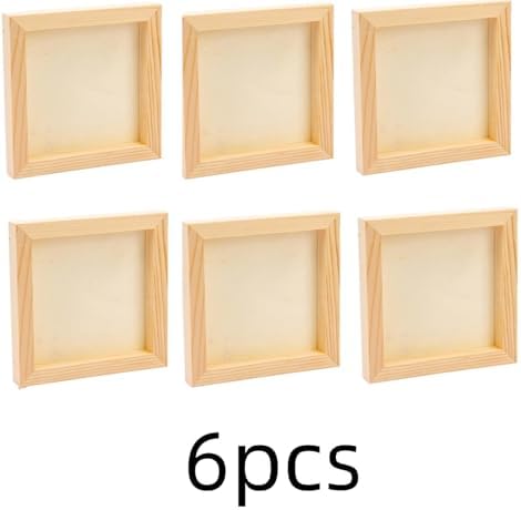 DIY Frame Kit 6Pcs Unfinished Square Wood Panels,4x4/10x10cm,Blank Wooden Canvas Cradled Painting Boards for Drawing,Wood Burning DIY Arts - Image 2