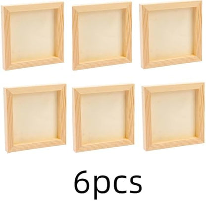 DIY Frame Kit 6Pcs Unfinished Square Wood Panels,4x4/10x10cm,Blank Wooden Canvas Cradled Painting Boards for Drawing,Wood Burning DIY Arts - Image 2