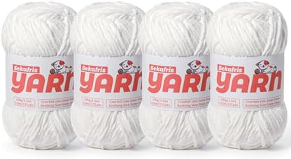 4 Pack Plush Chunky Chenille Yarn for Crocheting, Soft Fluffy Velvet Yarn for Crocheting Amigurumi, Fuzzy Baby Blanket Knitting 400g/524yds Bulky(4 Snow White) by Sekafris