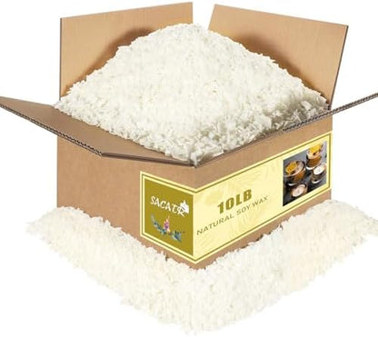 SACATR 10LB Soy Wax for Candle Making, 100% Soy Wax - Natural Candle Wax- No additives and Pure, Premium Quality Candle Wax for Candle Making by SACATR