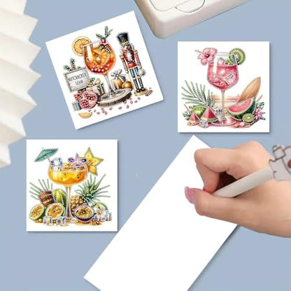 jinglinhh 6pcs Summer Drinks Diamond Art Painting Greeting Cards with Envelopes, DIY Card Making Kits for Adults, Diamond Art Postcards Christmas Cards Craft Gifts - Image 7