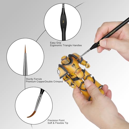 Miniature Paint Brushes, 15PCS Model Brushes Detail Paint Brush Set, Fine Detailing for Watercolor, Oil, Face, Acrylic, Nail, Line Drawing, Scale Model Painting（Black） - Image 5