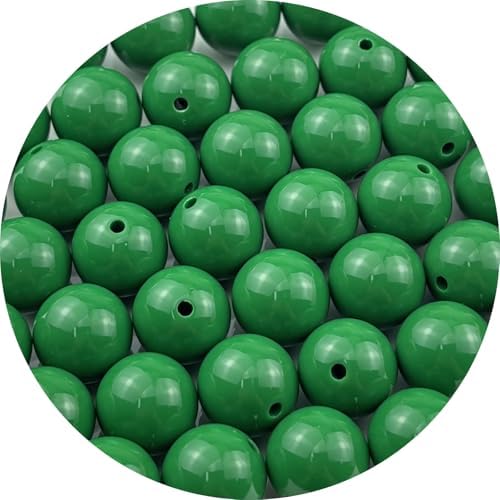 40pcs Acrylic Round Beads for Crafts 16mm Resin Candy Color Spacer Beads with Hole for Jewelry Making Sewing Crafts Decoration Necklaces Bracelets Earrings Supplies(Dark Green) by Unknown