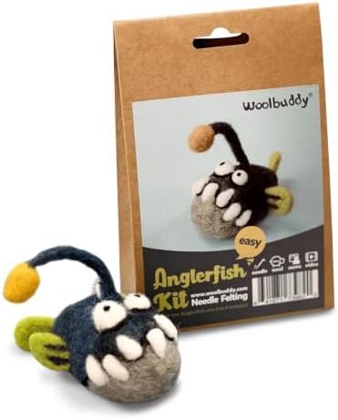 Woolbuddy Needle Felting Starter Kit (Anglerfish) for Adults with DIY Tool by Woolbuddy
