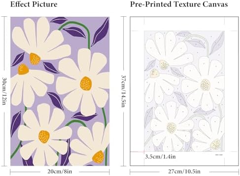 Fountor 6 Pack Paint by Numbers Kit for Adults Beginner Flowers 8x12 Inch - Image 3