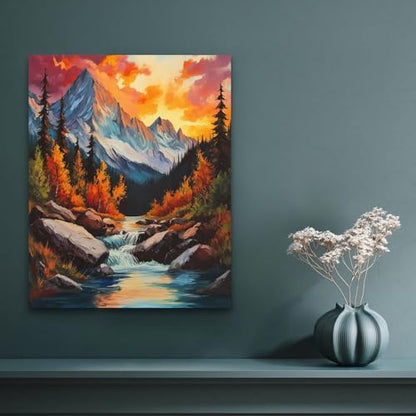 Banket Paint by Numbers Kit for Adults Beginner Mountain DIY Painting Kits for Adults Landscape Easy Adult Paint by Number Kits on Canvas Color by Numbers for Gifts Home Wall Decor 16x20 Inch - Image 2