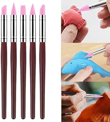 15 PCS Pink Clay Sculpting Tools Set, Professional Silicone Brushes & Dotting Tools Kit for Polymer Clay, Air Dry Clay, Pottery, Modeling & Crafting - Image 5
