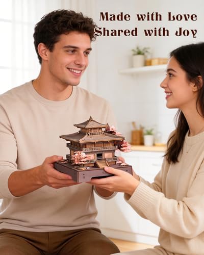 Rolife 3D Wooden Puzzle Sakura Pavilion, DIY Japanese Architecture Model & Miniature House Building Kit for Adults, 235PCS Wood Craft Puzzle, Cherry Blossom Home Decor for Teens and Adults - Image 7