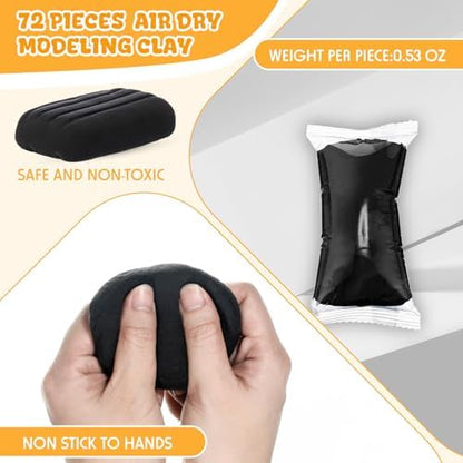 VioraWhite 72 Pcs 38oz Air Dry Clay Bulk Modeling Clay,Black - Image 2