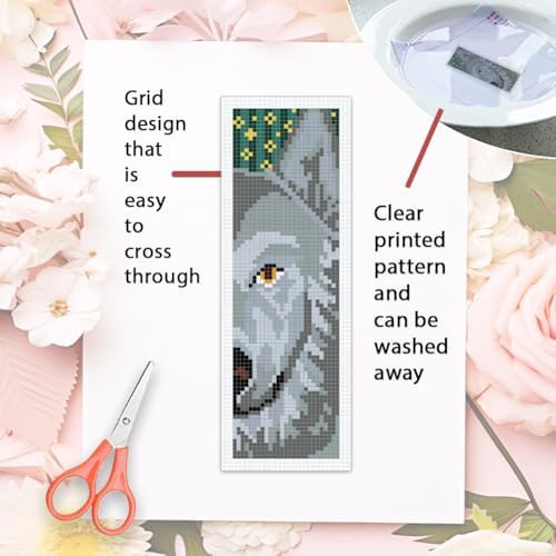 ORIGACH 6 Set Wolf & Forest Cross Stitch Bookmark Kit for Beginner - Image 3