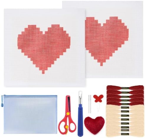 22Pcs Red Heart 18 Mesh Needlepoint Canvas Kit for Beginners Adults by Unknown