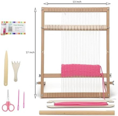 Weaving Loom for Beginners Adults/Kids and 1 Set of Weaving Works Complete Yarn Kit with Detailed Friendly Instructions, Parents and Children in The Holiday Experience Weaving Brings Fun Green - Image 2