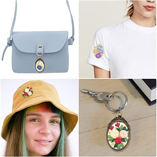 ZOCONE 3 Packs Embroidery Necklace Kit, Embroidery Pendant Kits Mini Cross Stitch Kit with Hoop, Necklace, Pendant, Beads, Stamped Pattern Cloth, Instructions, etc., Embroidery Kits for Adults - Image 6