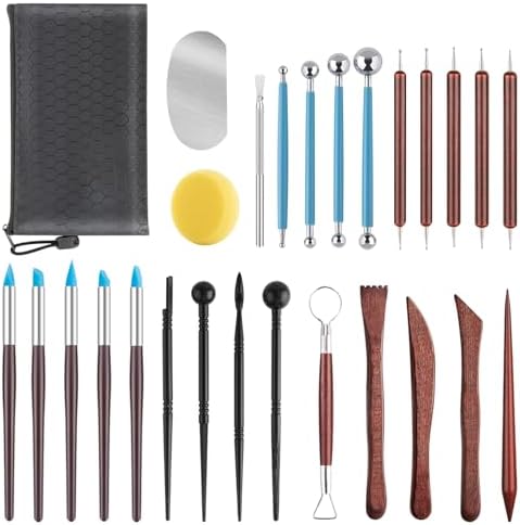 27PCS Clay Tools Sculpting, Ceramics Tools Set, Ceramic & Pottery Modeling Tools, Air Dry Clay Tools, Polymer Tools Kit for Carving, Molding, Pottery Wheel, Crafting Supplies, Pros, Beginners, Adults by Unknown