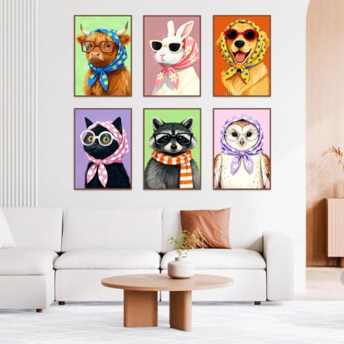 AOSGEDY 6 Pack Paint by Numbers Kit for Adults, Cartoon Animal Adult Paint by Number Kits on Canvas, DIY Animal Acrylic Oil Number Painting for Adults, Perfect for Home Decor 8x12 Inch - Image 2