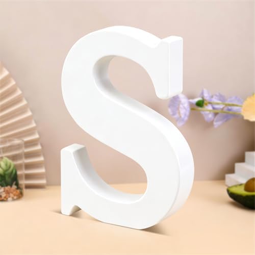 6 Inch White Wood Letters Unfinished Wooden Letters for Wall Decor Decorative Standing Letters Slices Sign Board Decoration for Craft Home Party Projects (S) by Unknown