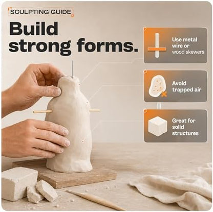 WOODOVER Premium Air Dry Clay White, 10 lb – Natural Modeling Clay for Sculpting, Pottery & DIY Crafts – Self-Hardening for Artists, Beginners and Professionals - Image 5