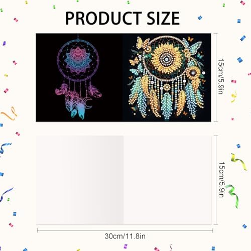 LazyFold 6Pcs DIY Diamond Art Painting Greeting Cards with Envelopes,Dreamcatcher All Occasion Note Card Kit for Women, Handmade Thank You Birthday Friendship Cards Gift - Image 2