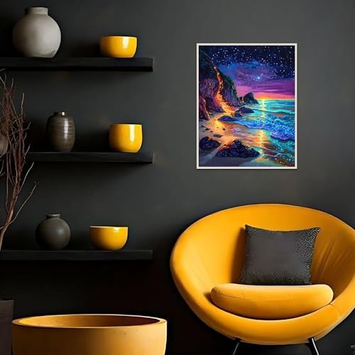 Banket Paint by Numbers Kit for Adults Beginner Beach DIY Painting Kits for Adults Starry Night Easy Adult Paint by Number Kits on Canvas Color by Numbers for Gifts Home Wall Decor 16x20 Inch - Image 3