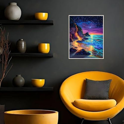 Banket Paint by Numbers Kit for Adults Beginner Beach DIY Painting Kits for Adults Starry Night Easy Adult Paint by Number Kits on Canvas Color by Numbers for Gifts Home Wall Decor 16x20 Inch - Image 3