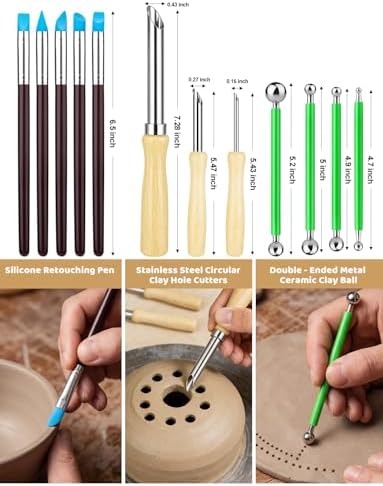 44Pcs Clay Sculpting Tools Kit, Ceramic Clay Ball Stylus Dot Painting Tools, Air Dry Clay Tools Set for Carving, Dotting, Embossing, Shaping, Molding, Pottery Crafts, Nail Art, Rhinestone, Rock - Image 4